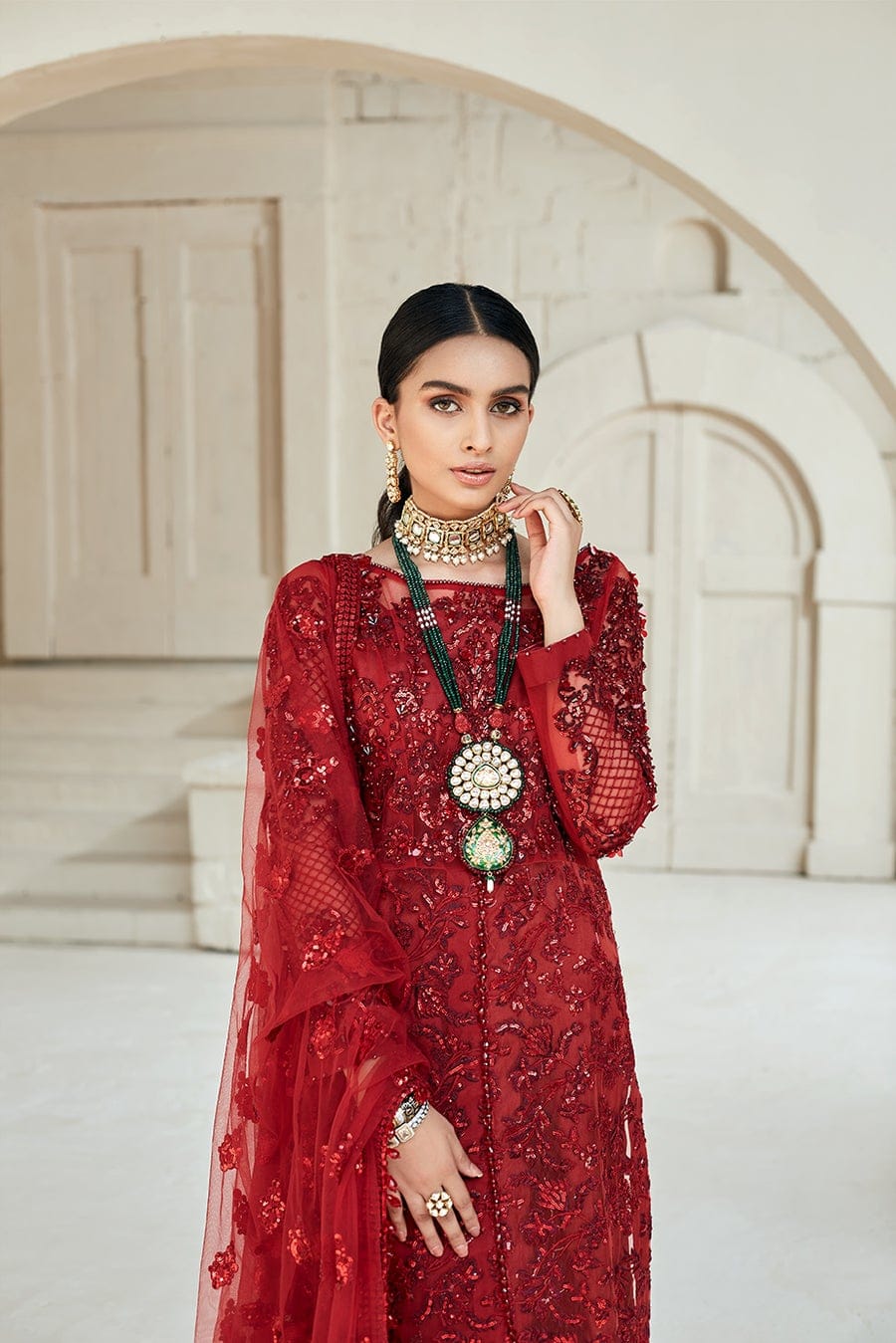 Maryam Hussain Red Heavy Sequence Master Replica