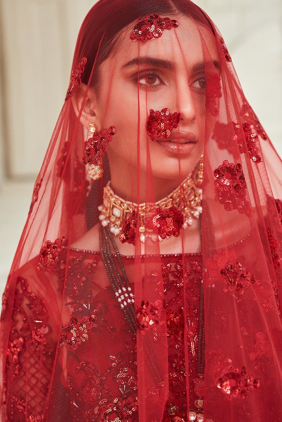 Maryam Hussain Red Heavy Sequence Master Replica