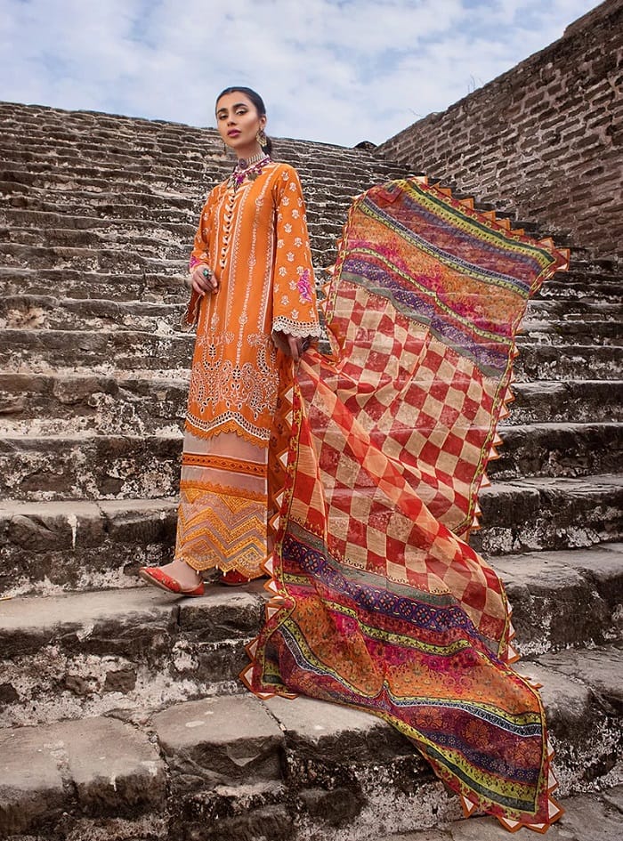 Zainab Chottani Orange Luxury Lawn Collection Replica