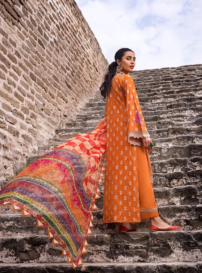 Zainab Chottani Orange Luxury Lawn Collection Replica