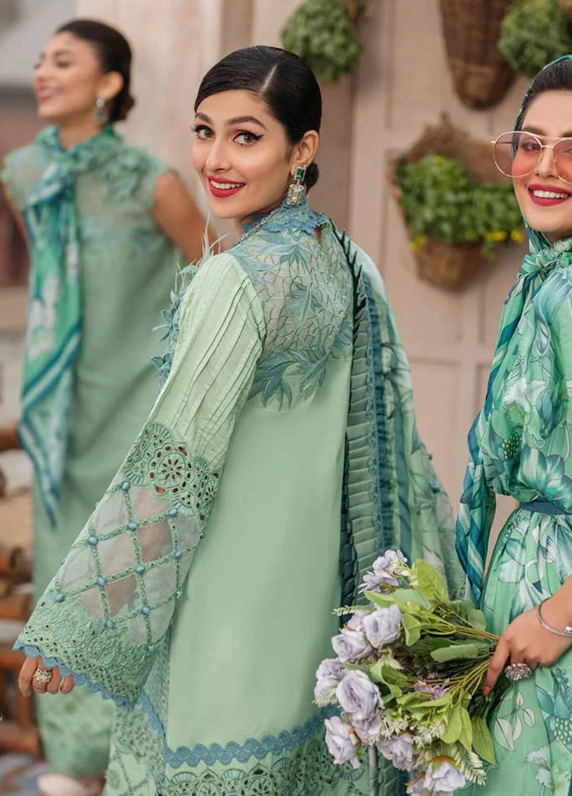 Mushq Sea Green Luxury Lawn Collection Replica