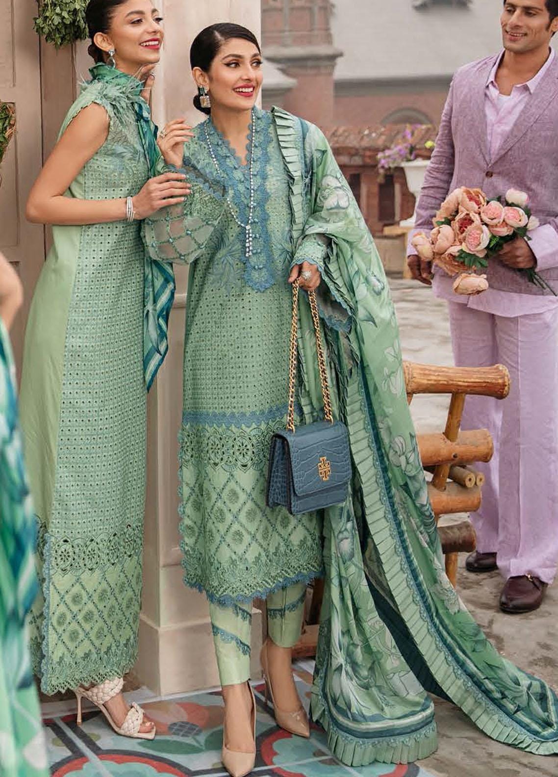 Mushq Sea Green Luxury Lawn Collection Replica