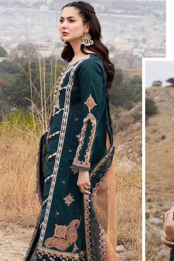 Qalamkar Green Luxury Lawn Collection Replica