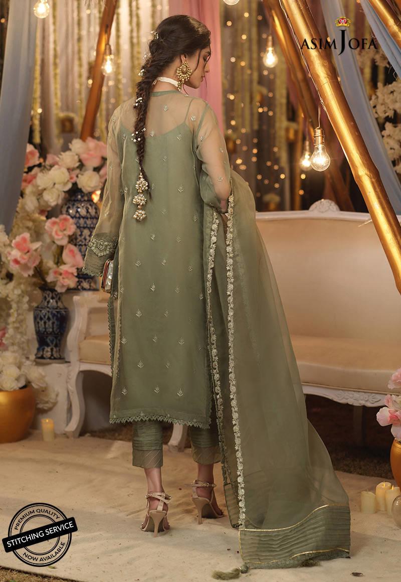 Asim Jofa Green Organza Collection Replica