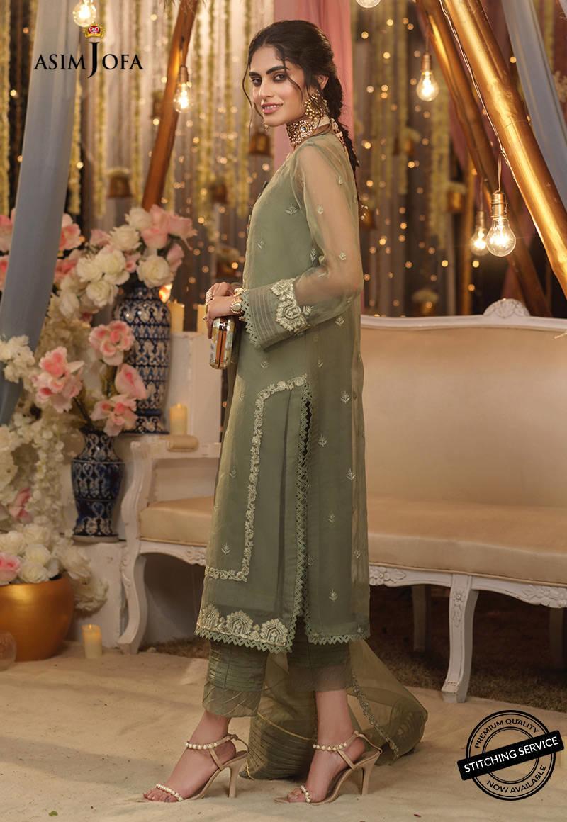 Asim Jofa Green Organza Collection Replica