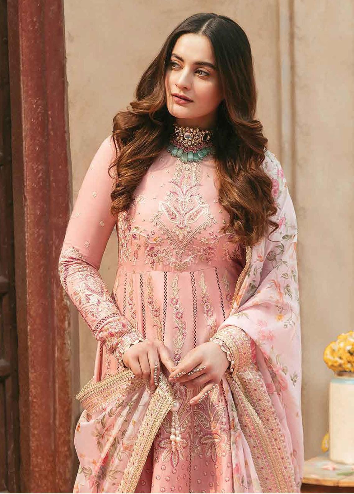 Afrozeh Pink Exclusive Lawn Replica