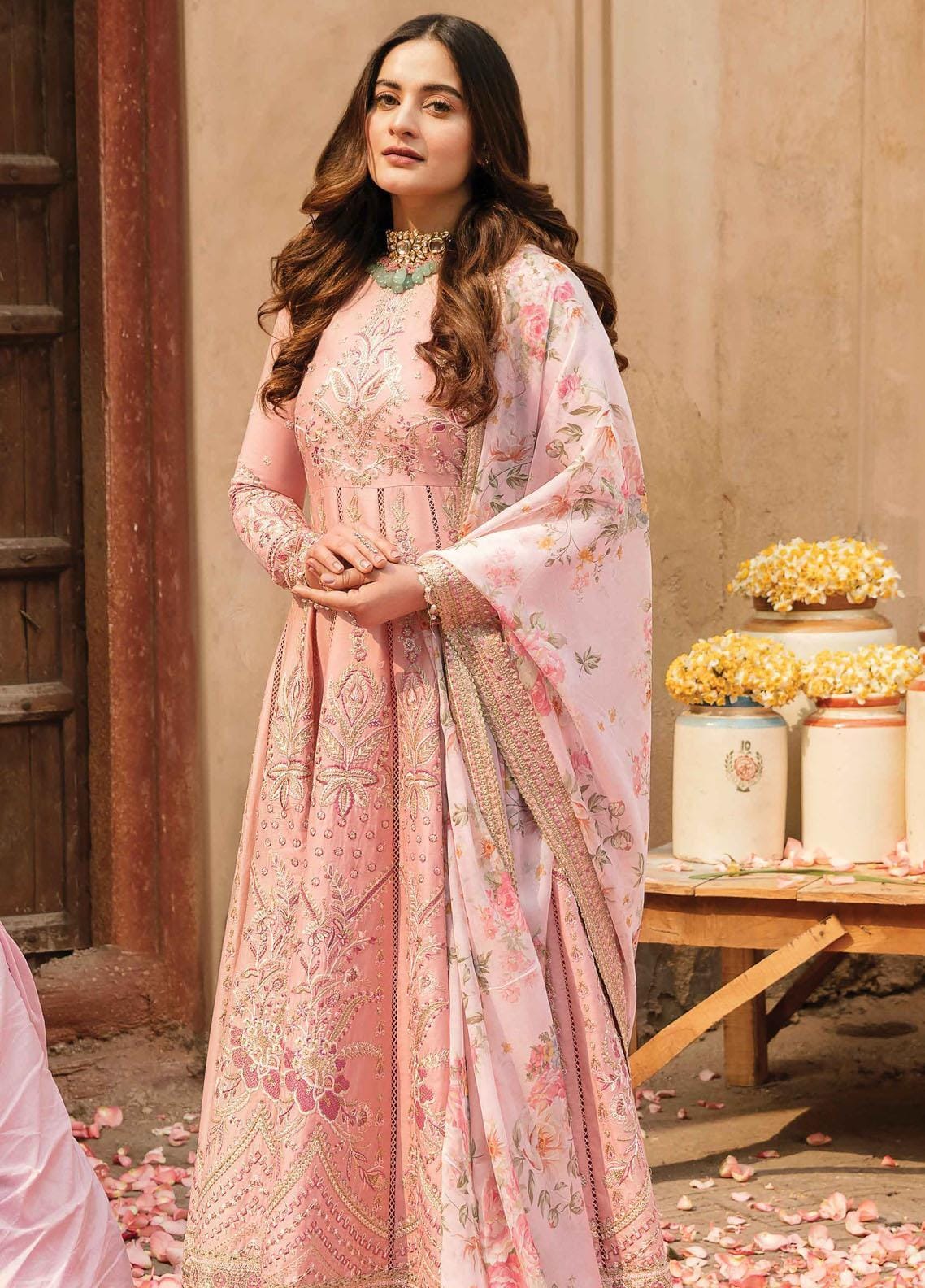 Afrozeh Pink Exclusive Lawn Replica