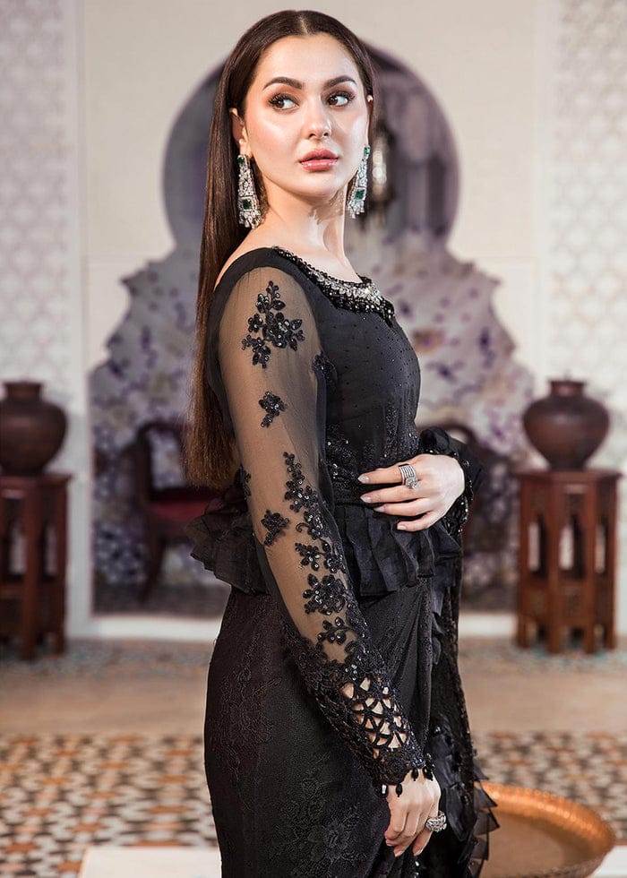 Maria B Black Chiffon Saree Collection Replica