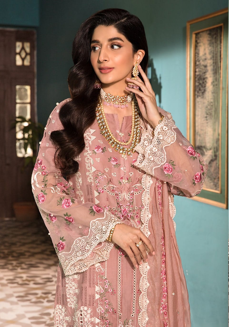 Elaf Peach Luxury Lawn Collection Replica