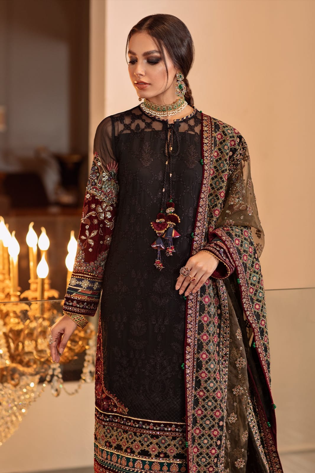 Barouqe Black Exclusive Chiffon Collection Replica