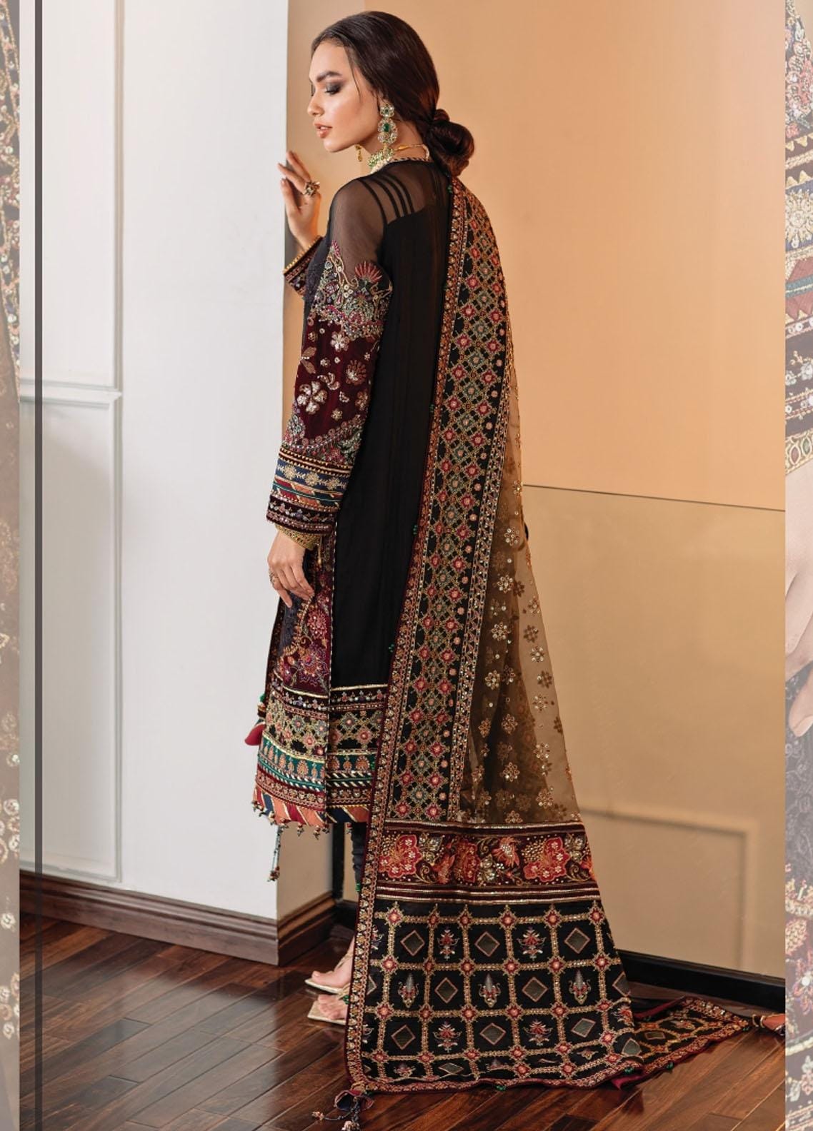 Barouqe Black Exclusive Chiffon Collection Replica