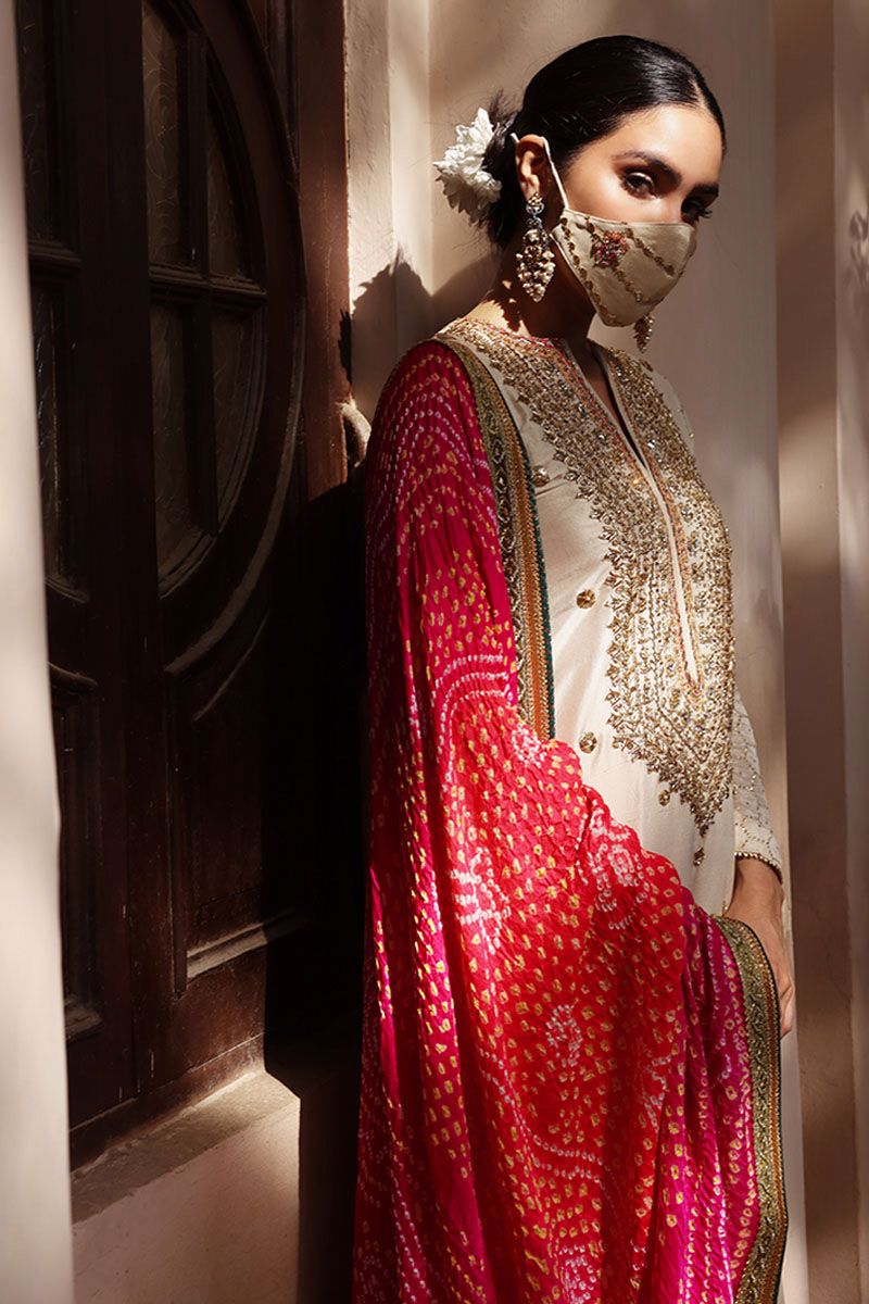 Rozina Munib White Formal Raw Silk Replica