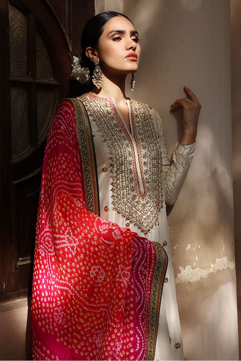 Rozina Munib White Formal Raw Silk Replica