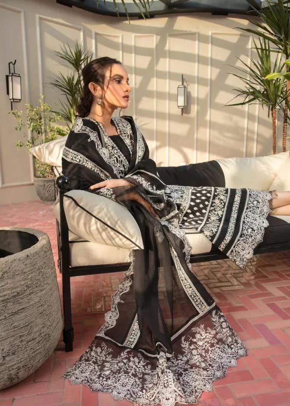 Crimson Black Luxury Lawn Collection Replica