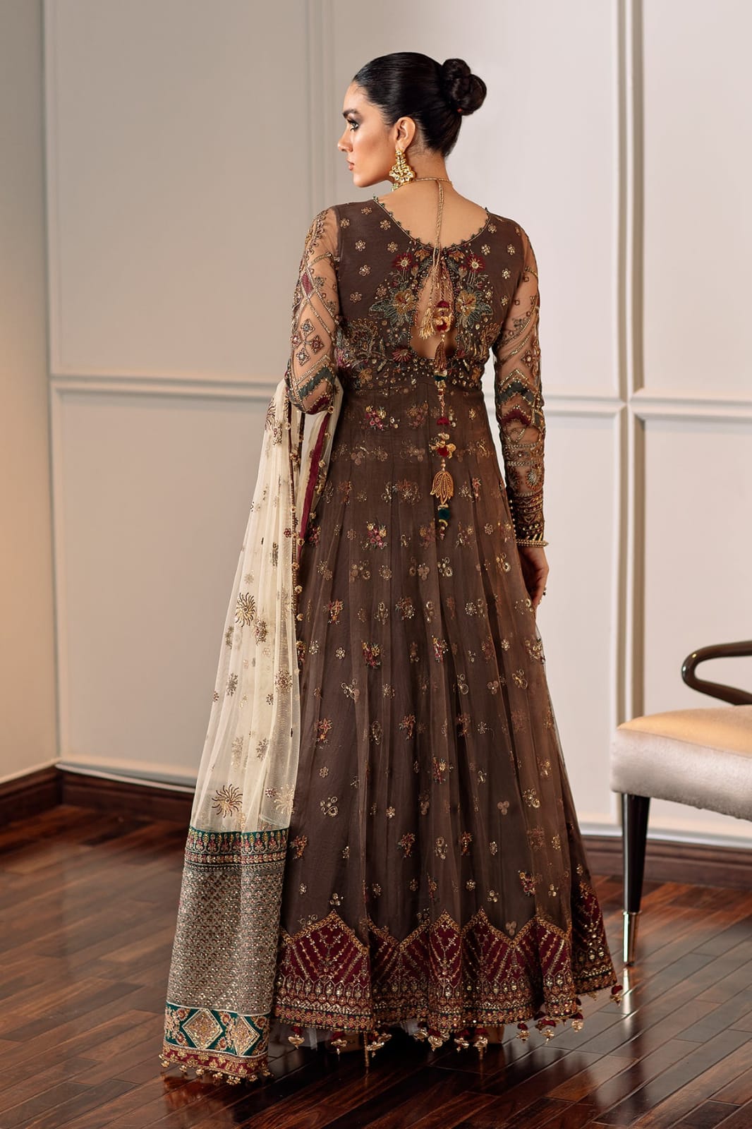 Barouqe Brown Bridal Net Maxi Replica