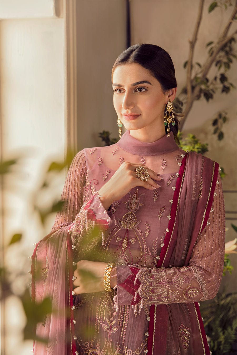 Afrozeh Dark Pink Formal Collection Net Replica