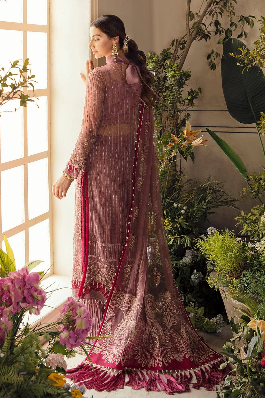 Afrozeh Dark Pink Formal Collection Net Replica