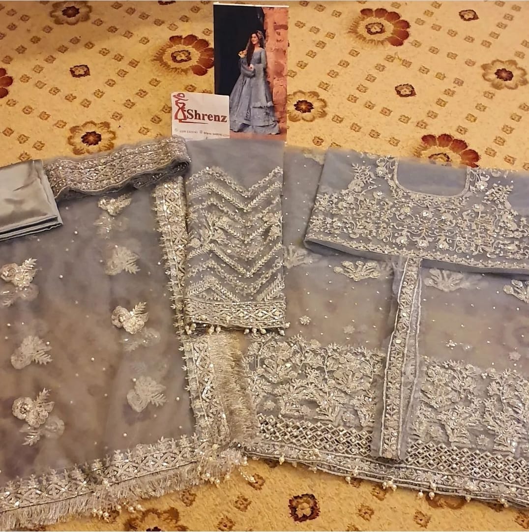 Shrenz Grey Bridal Collection Net Replica