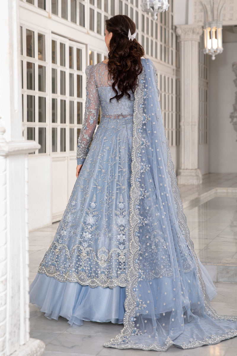 Maria B Sky Blue Bridal Collection Net Maxi Replica