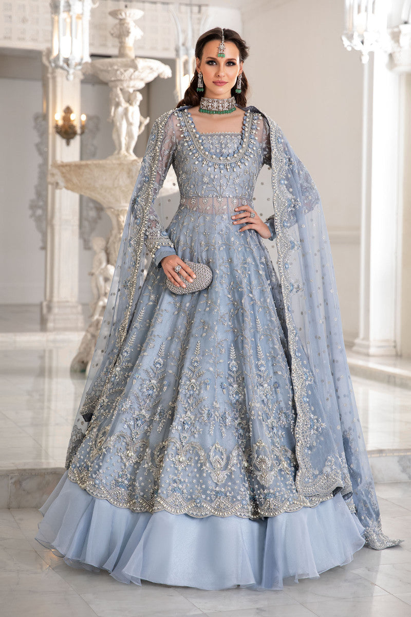 Maria B Sky Blue Bridal Collection Net Maxi Replica