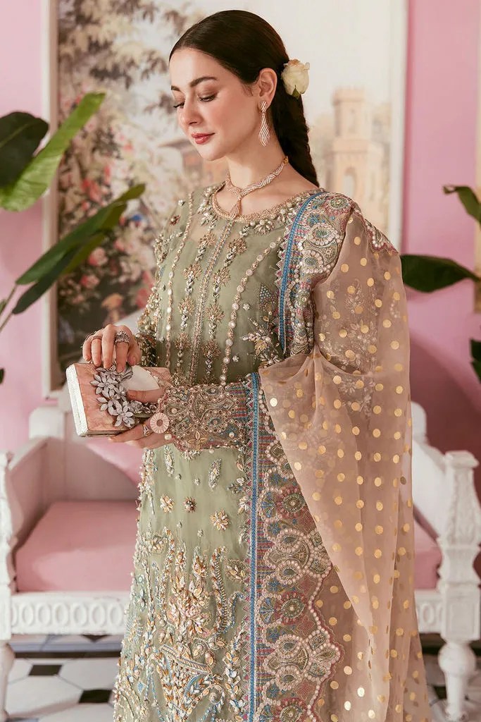 Elaf Olive Green Formal Collection Organza Replica