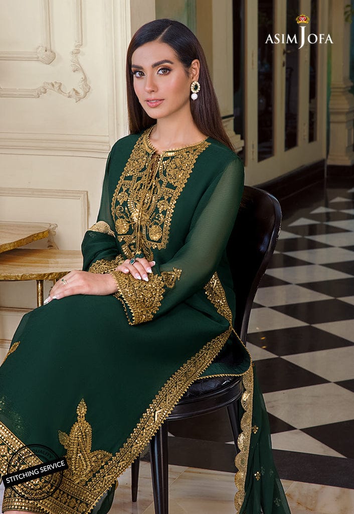 Asim Jofa Dark Green Formal Collection Chiffon Replica