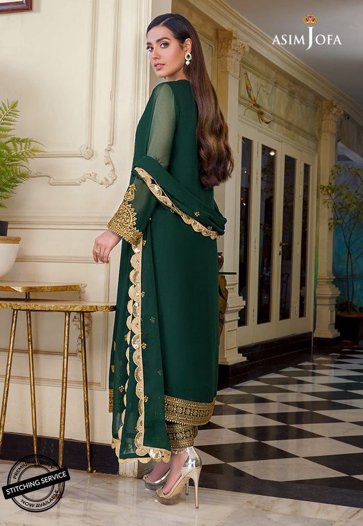 Asim Jofa Dark Green Formal Collection Chiffon Replica