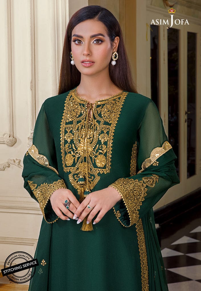 Asim Jofa Dark Green Formal Collection Chiffon Replica