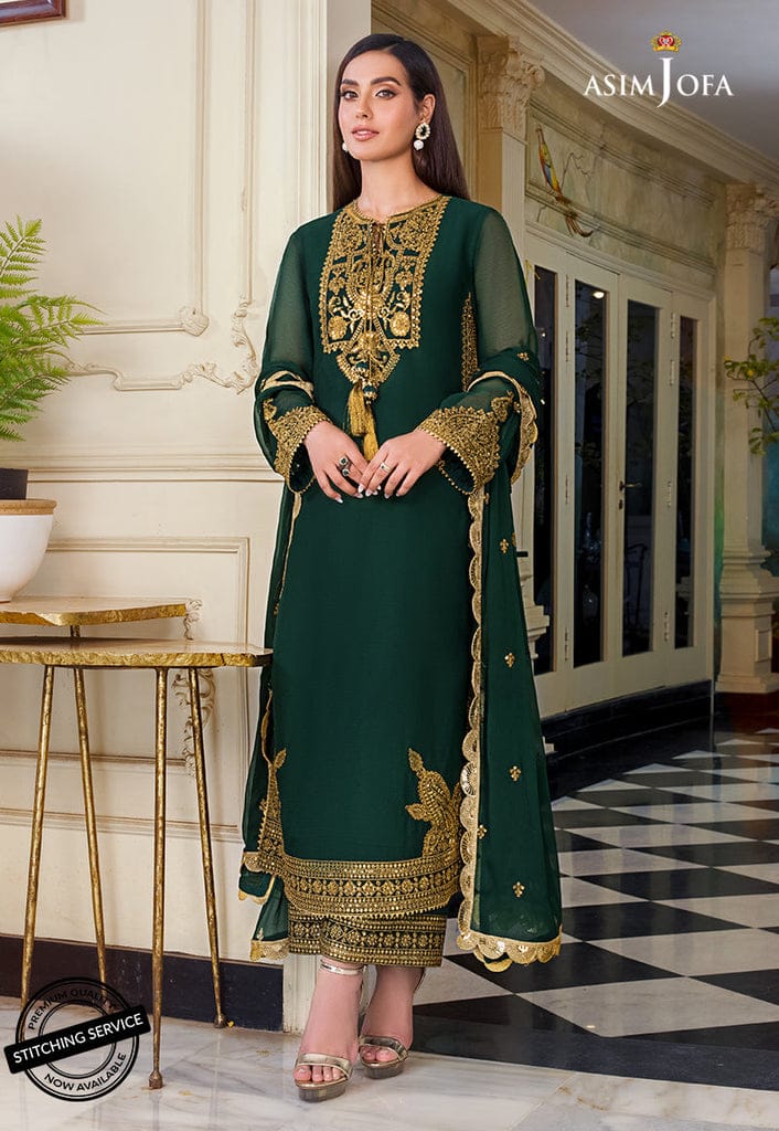 Asim Jofa Dark Green Formal Collection Chiffon Replica