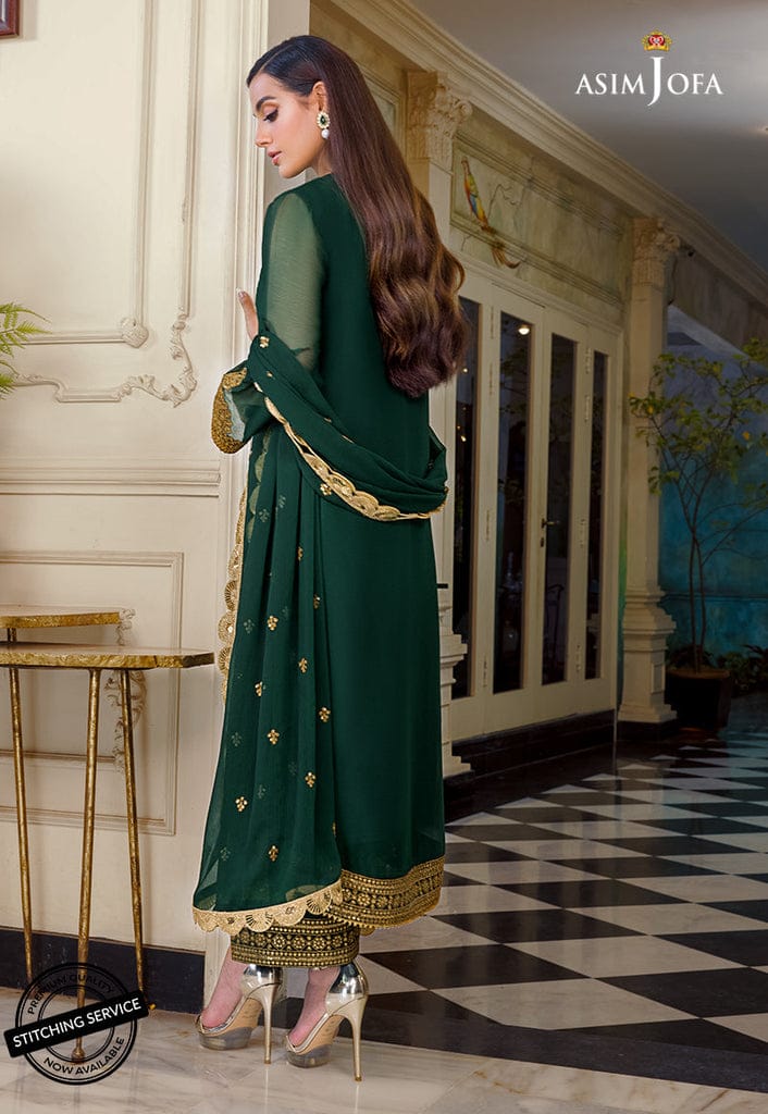 Asim Jofa Dark Green Formal Collection Chiffon Replica