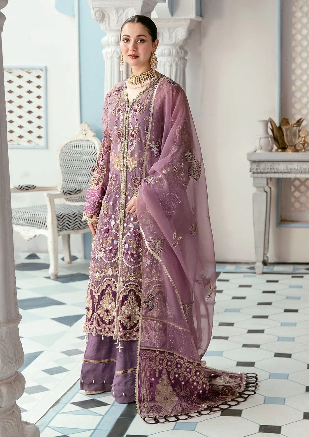 Elaf Purple Exclusive Collection Organza Replica