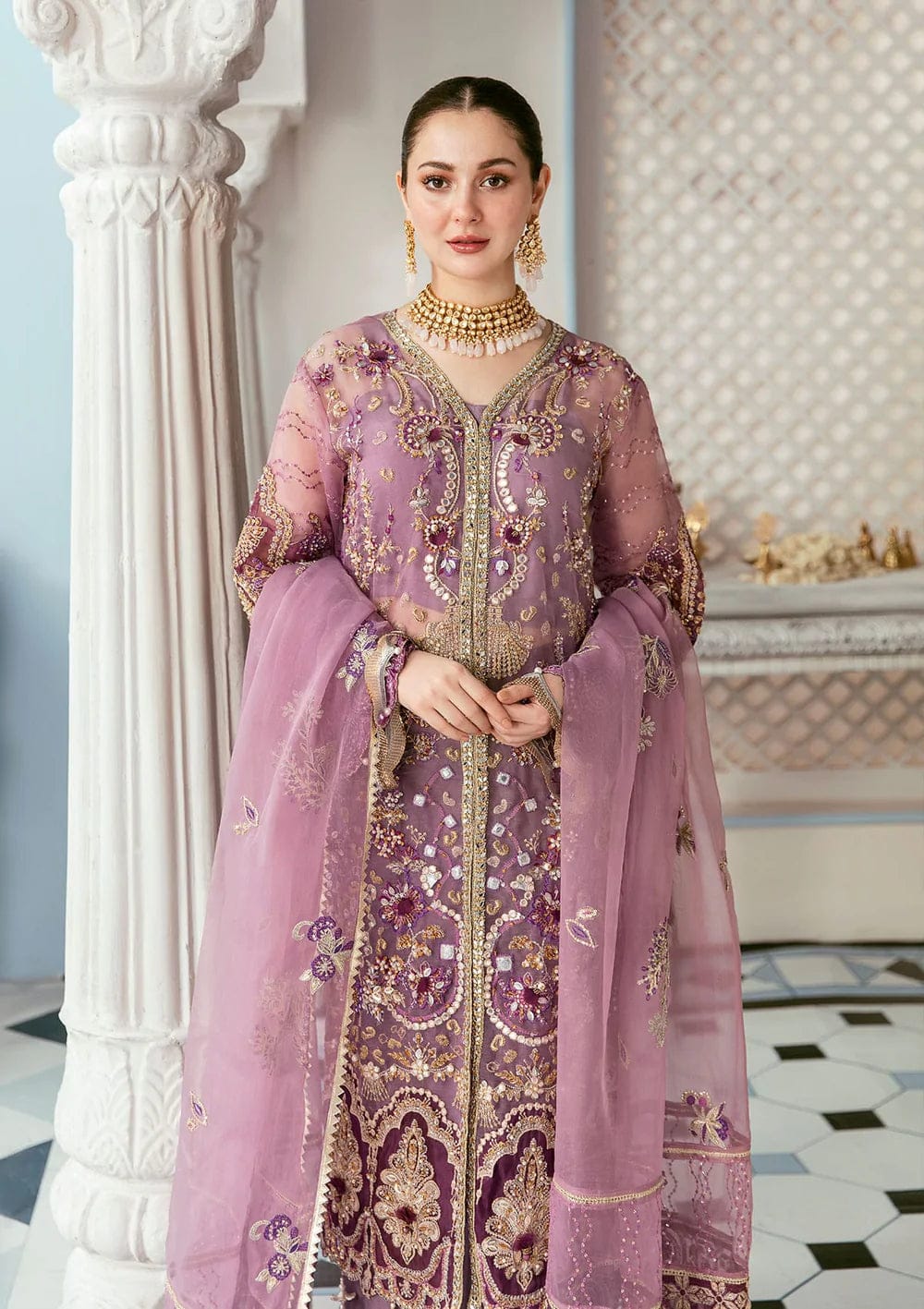 Elaf Purple Exclusive Collection Organza Replica