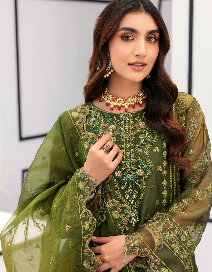 Emaan Adeel Green Formal Collection Organza Replica