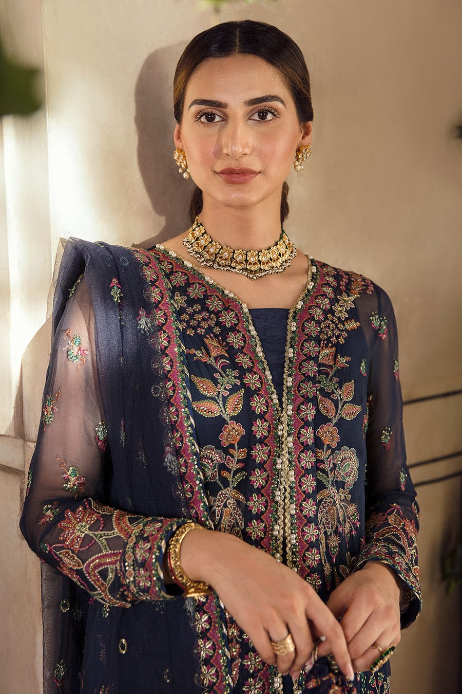 Afrozeh Blue Exclusive Collection Chiffon Replica