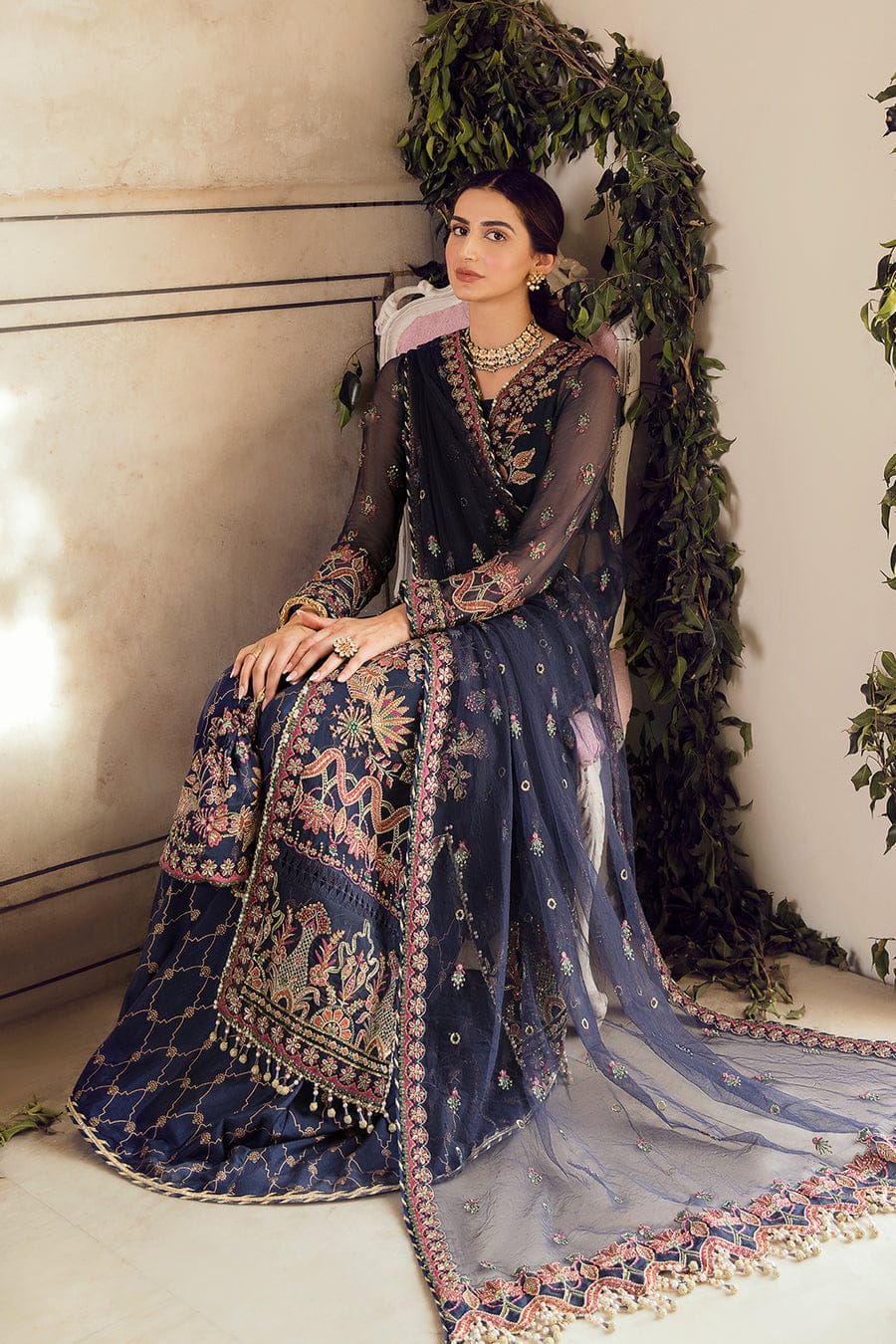 Afrozeh Blue Exclusive Collection Chiffon Replica