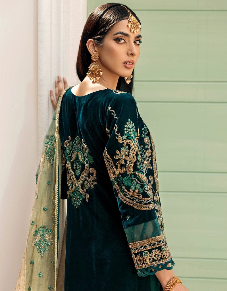 Emaan Adeel Green Formal Collection Velvet Replica