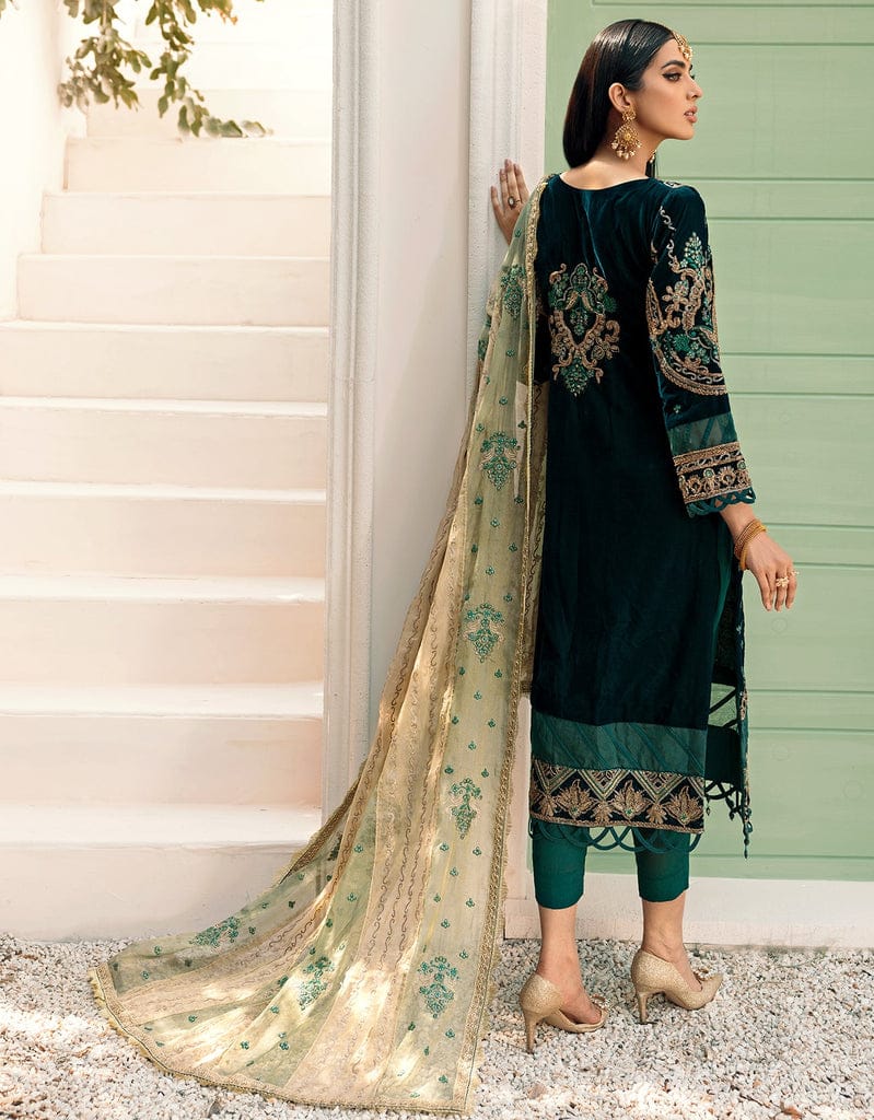 Emaan Adeel Green Formal Collection Velvet Replica