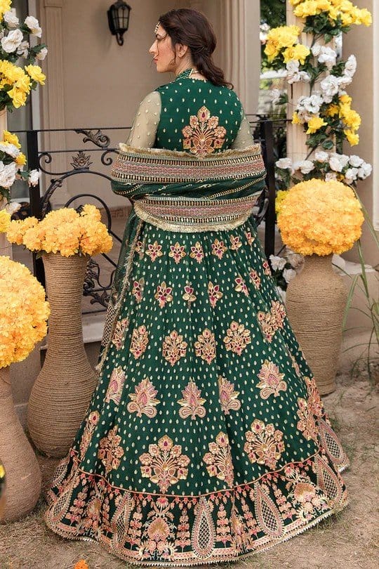 Afrozeh Green Bridal Collection Net Replica