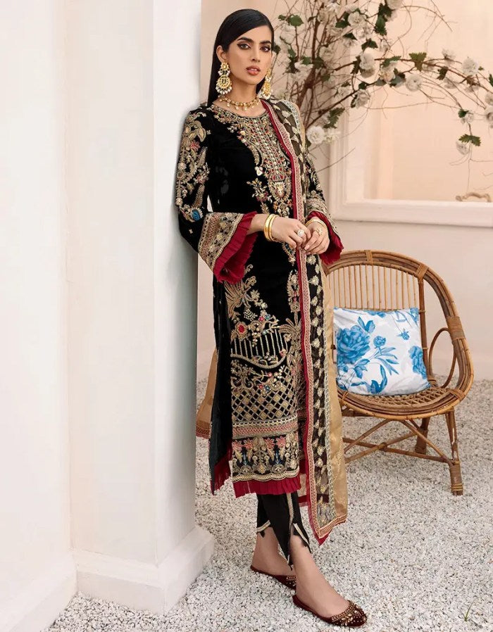 Emaan Adeel Black Formal Collection Velvet Replica