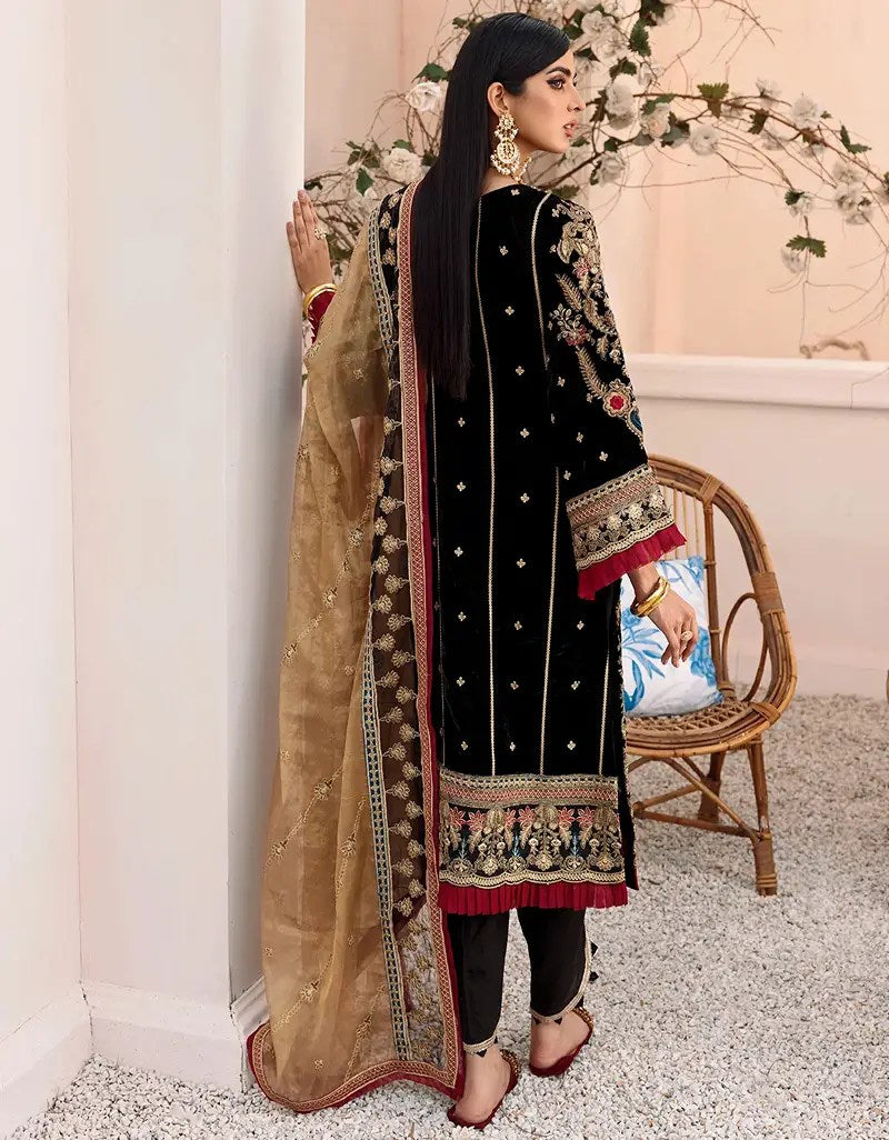 Emaan Adeel Black Formal Collection Velvet Replica