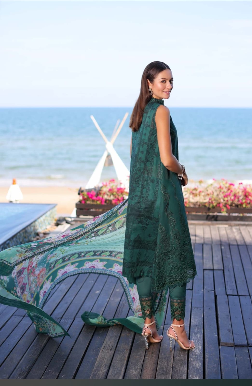 Farah Talib Green Luxury Lawn Collection Replica