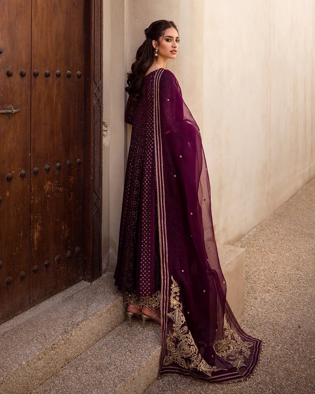 Faiza Saqlain Maroon Formal Collection Chiffon Replica