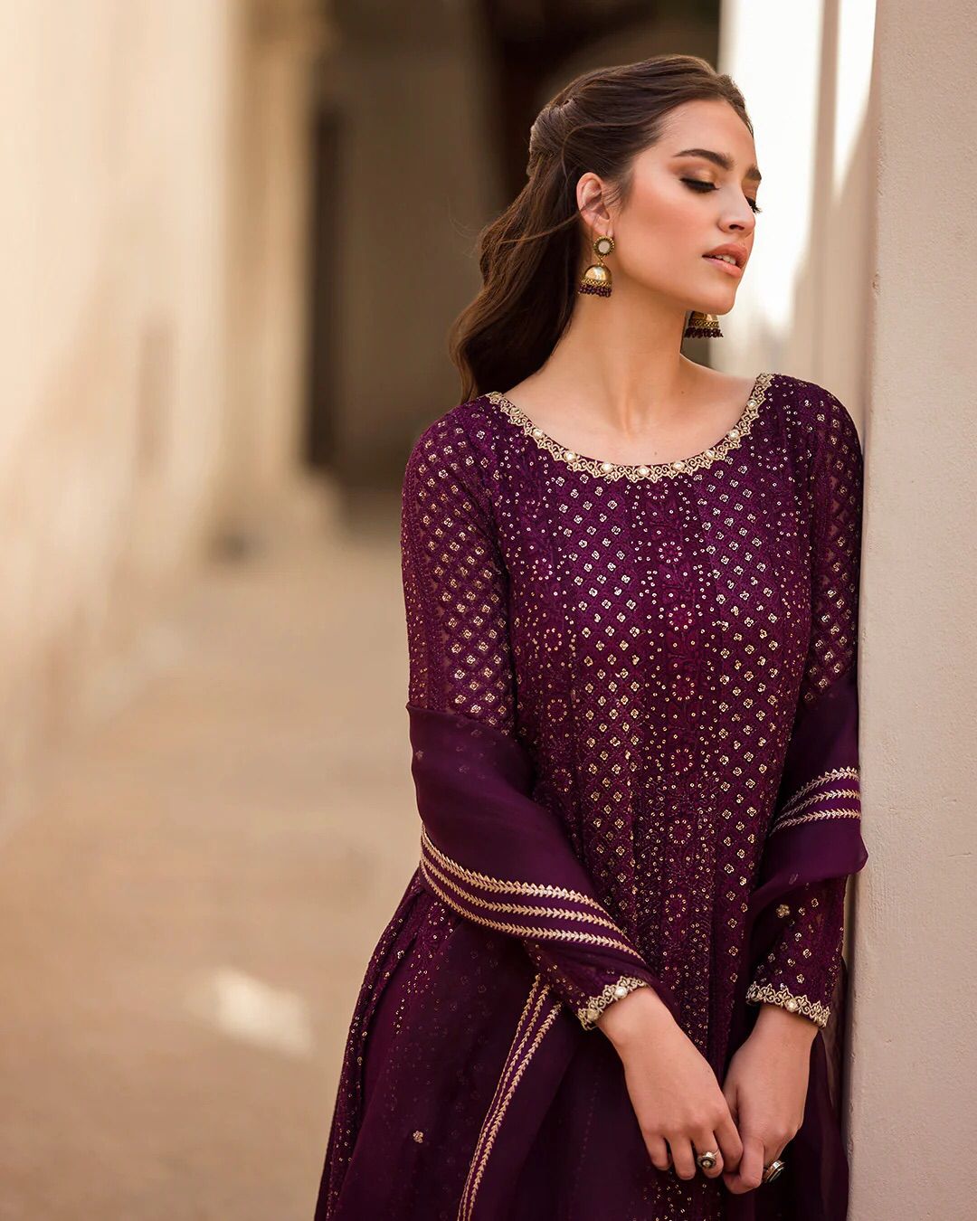 Faiza Saqlain Maroon Formal Collection Chiffon Replica