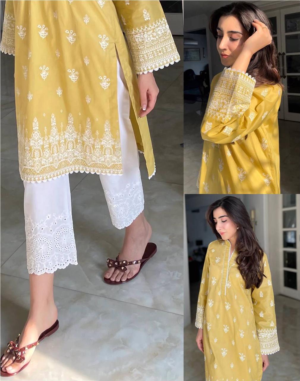 Shrenz Yellow Luxury Lawn Collection