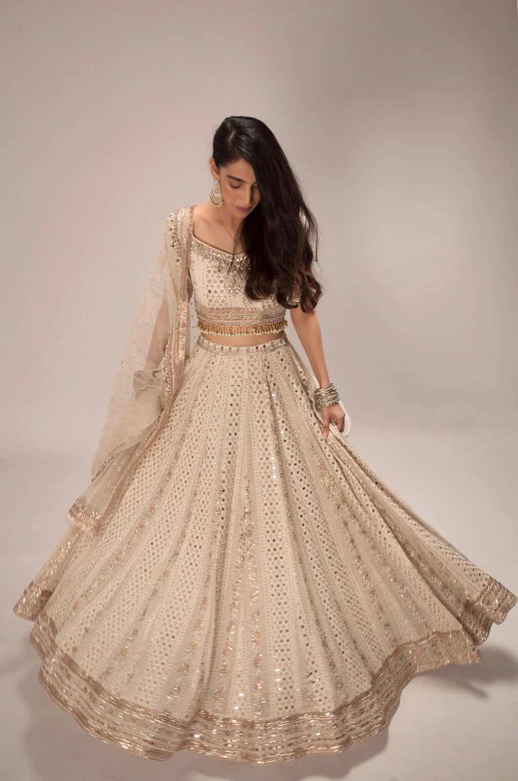 Naveen Tobeh Skin Bridal Collection Chiffon Lehenga Replica