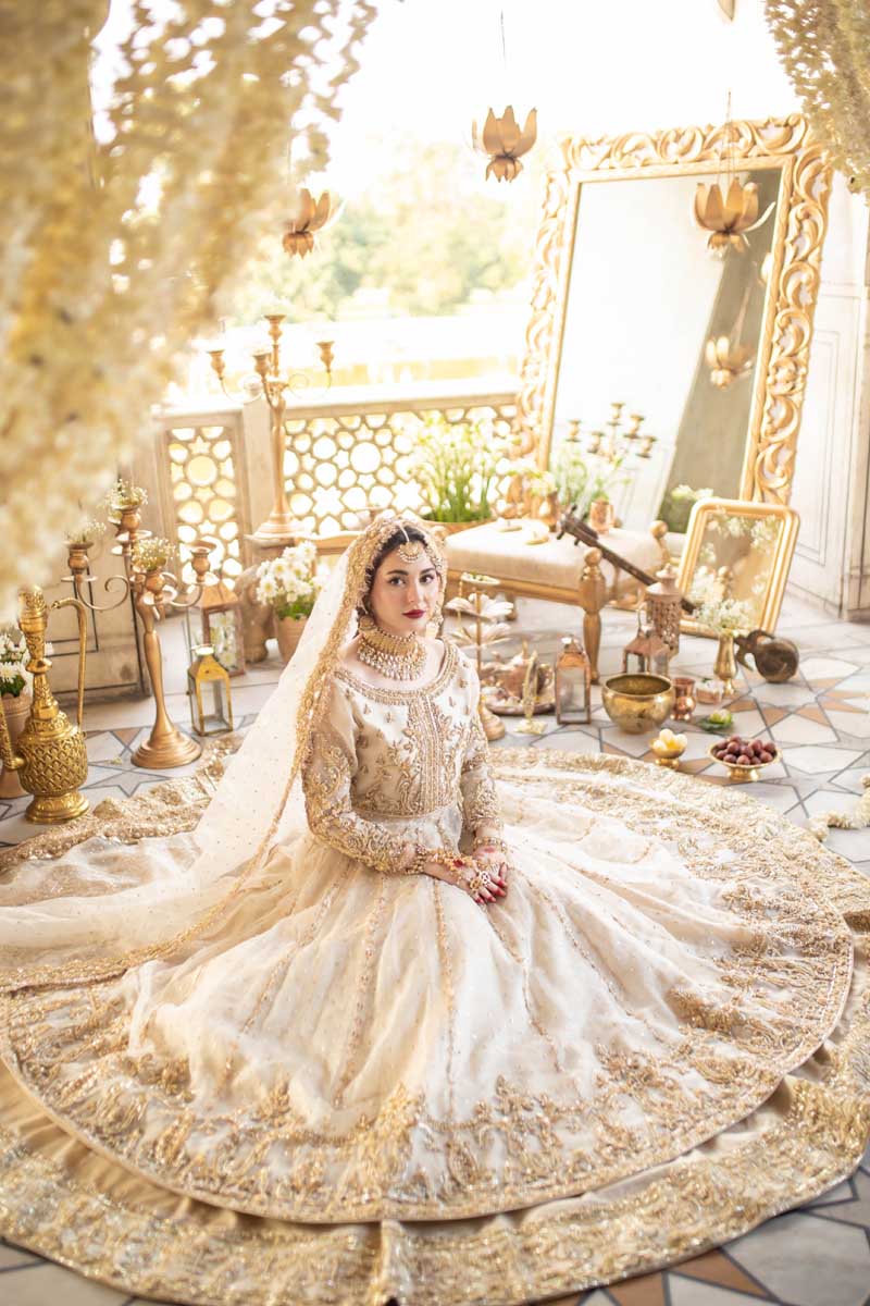 Maha Wajahat White Bridal Collection Net Replica