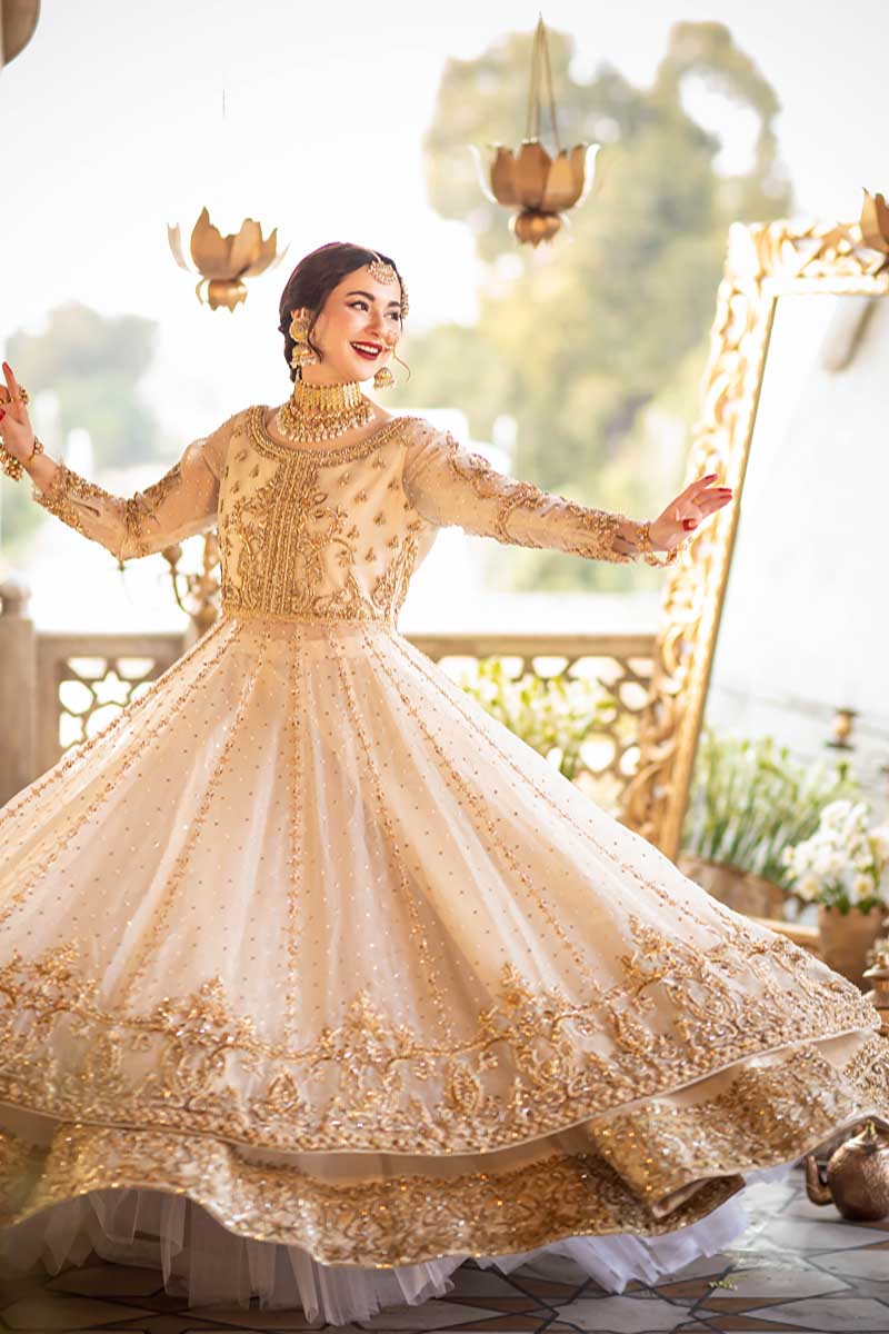 Maha Wajahat White Bridal Collection Net Replica