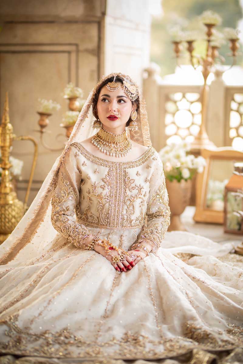 Maha Wajahat White Bridal Collection Net Replica