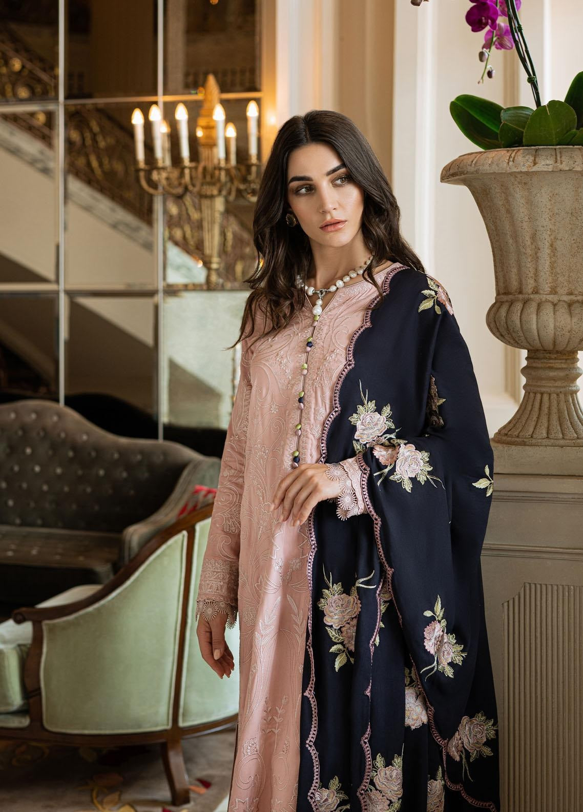 Mushq Peach Formal Collection Chiffon Replica