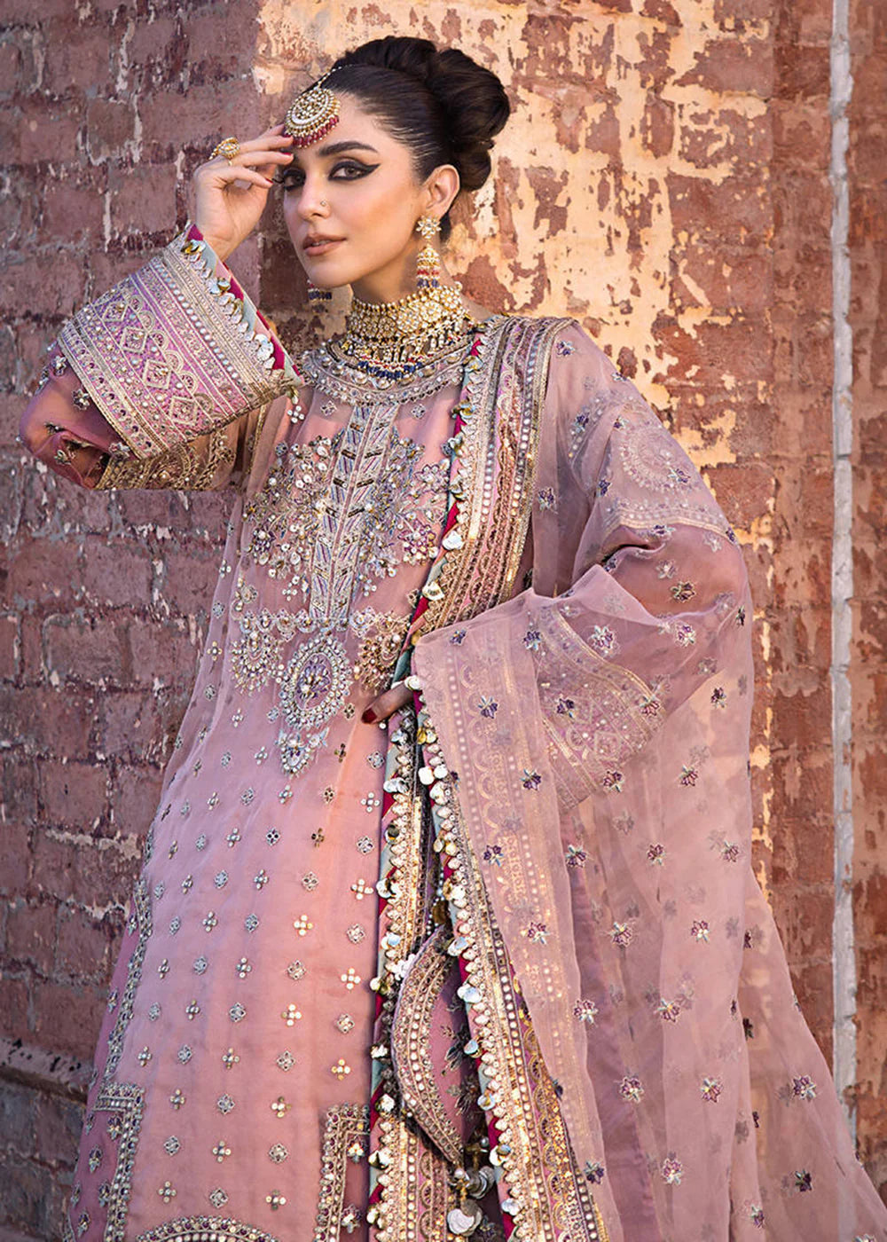 Zarlish By Mohsin Naveed Ranjha Pink Net Replica